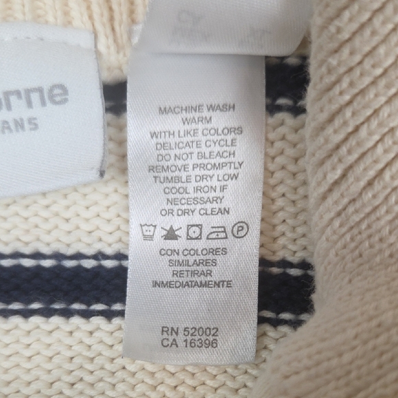 Liz Claiborne Ivory and Navy Striped Knit Top - Picture 5 of 10